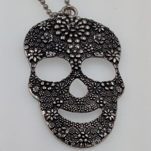 💀 Día de Muertos Sugar Skull Floral Statement Necklace